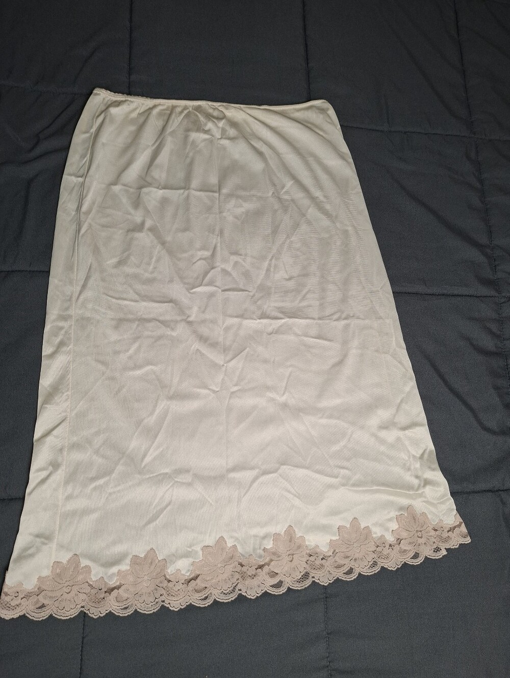 Vintage Slip Skirt French Maid Size Medium Made In Canada Lace Trim